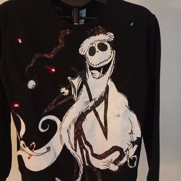 Disney Nightmare Before Christmas Black Light Up Sweatshirt Unisex Size Small S - Picture 5 of 16